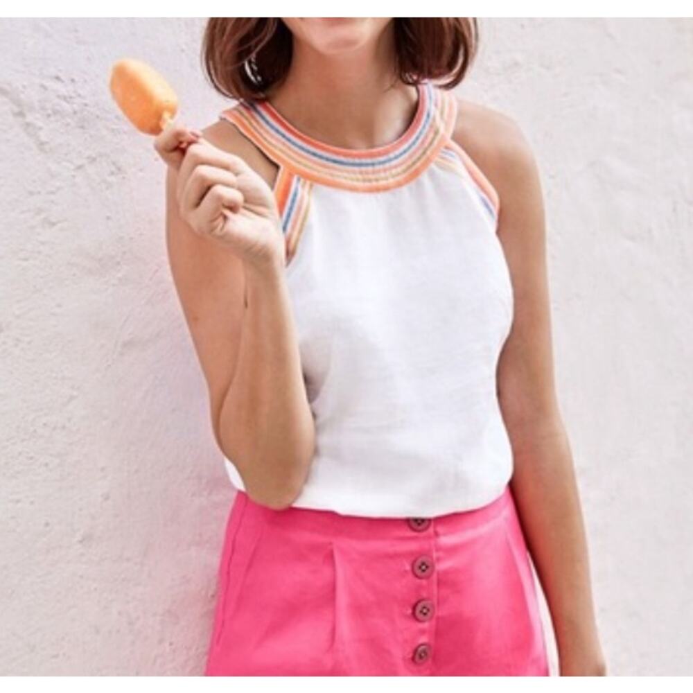 Boden Embroidered Linen Tank Top - Sz 10